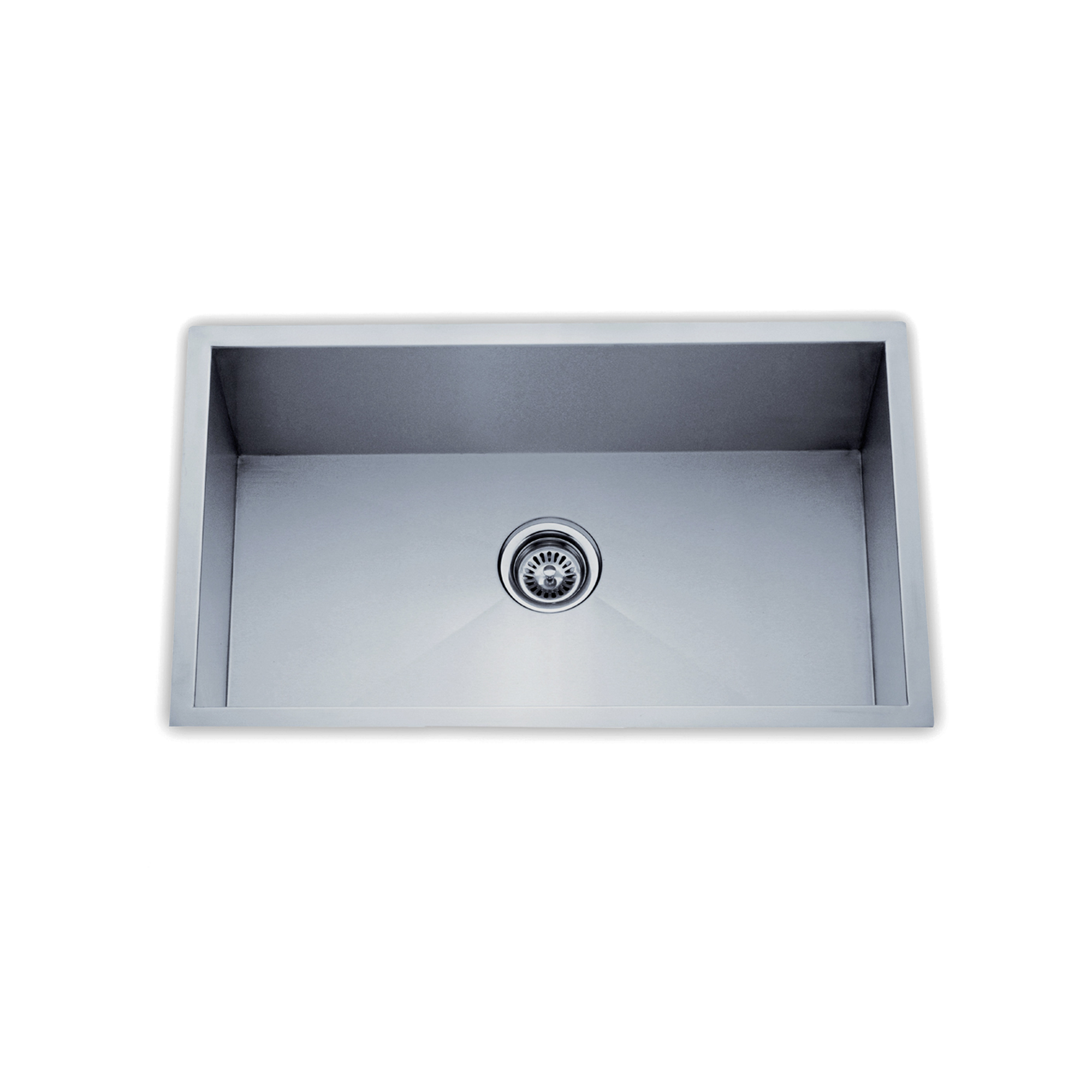 A seamless, contemporary, stainless steel single kitchen sink for under mount application.