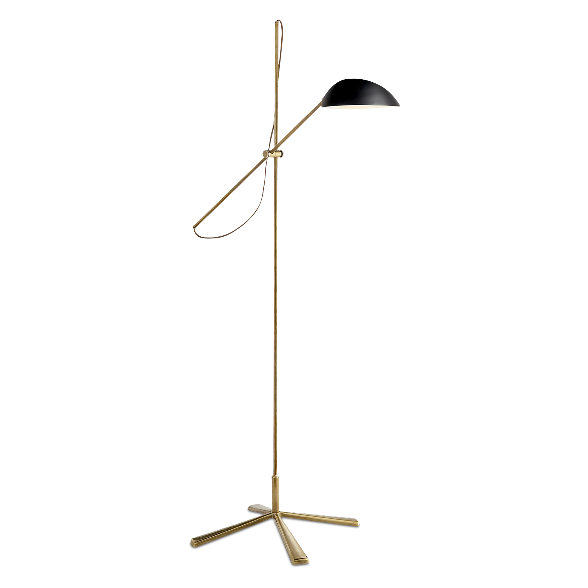 A minimalist floor lamp with an adjustable arm and exposed wire for a contemporary feel.