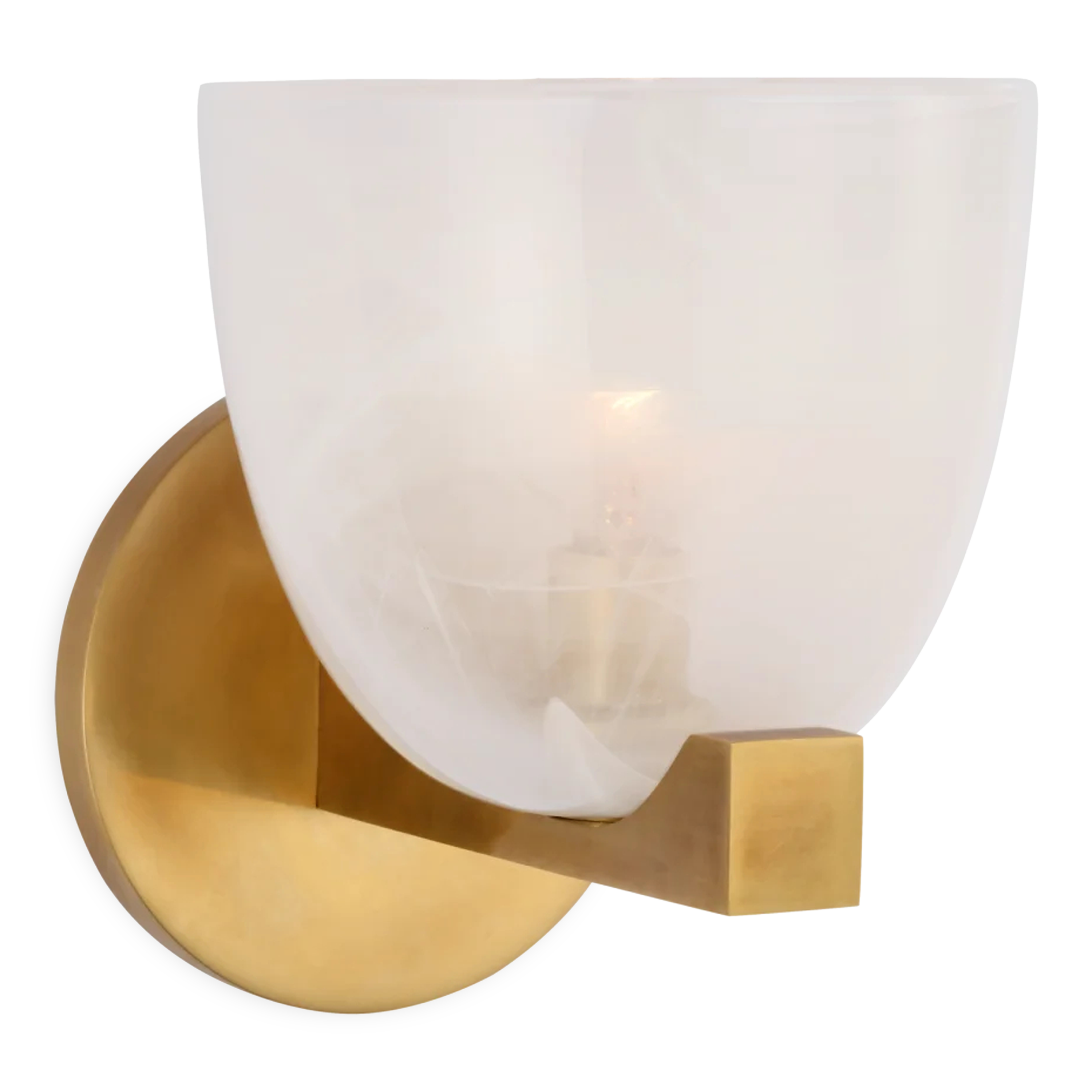 The mid-century modern Carola Single Sconce presents a unique design with horizontal metalwork supporting an upturned shade.