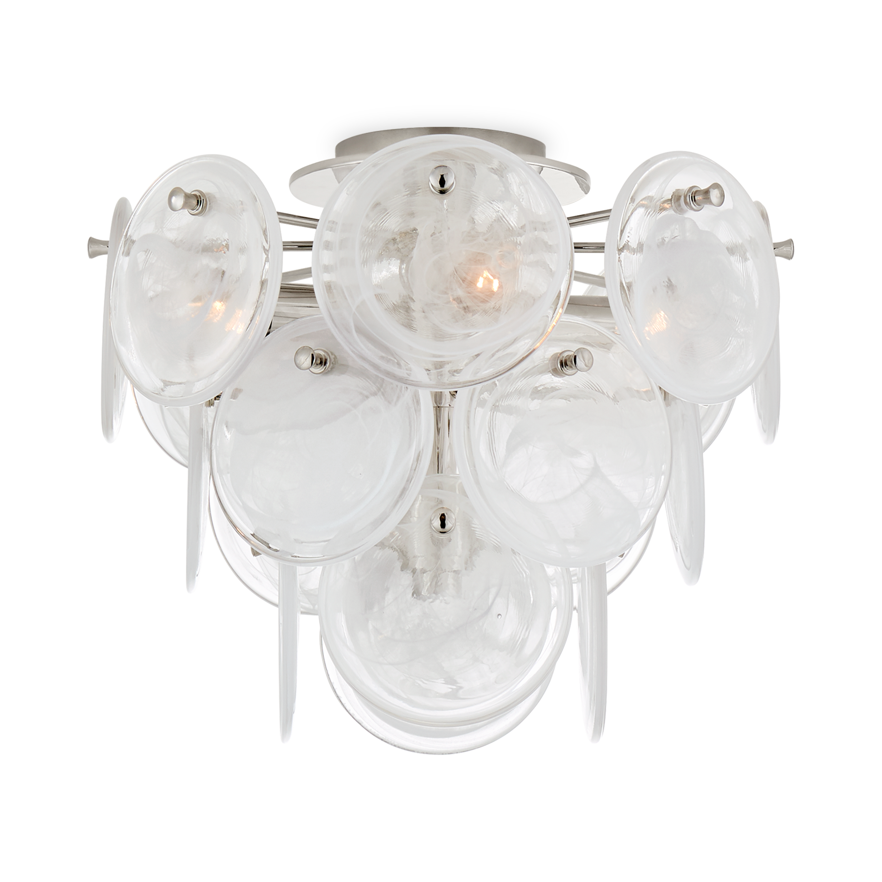 The Loire Medium Tier Flush Mount is inspired by old-world glamour and European midcentury design.