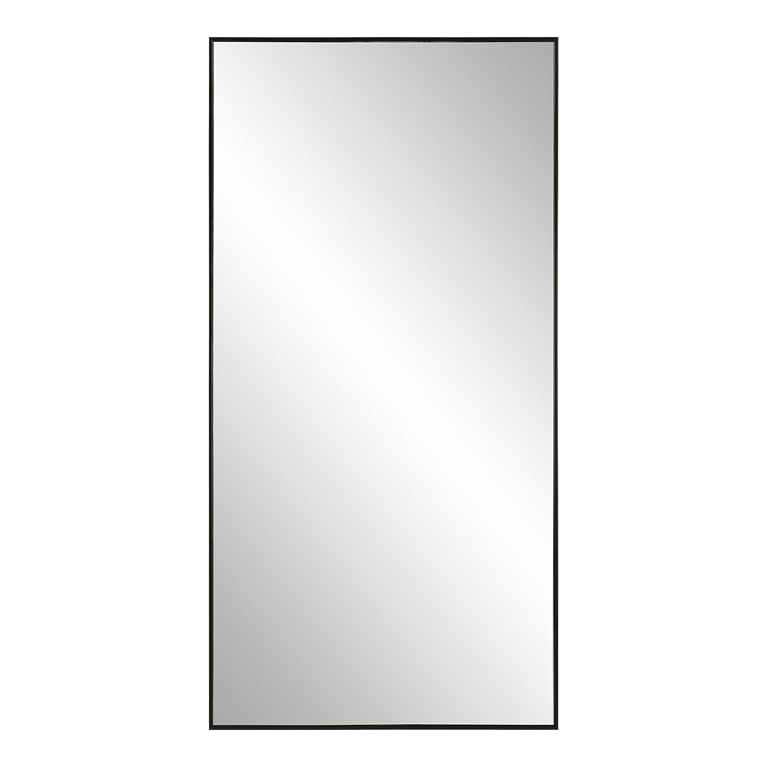 This Gallery Floor Mirror features a slim gallery-style steel frame finished in satin black.