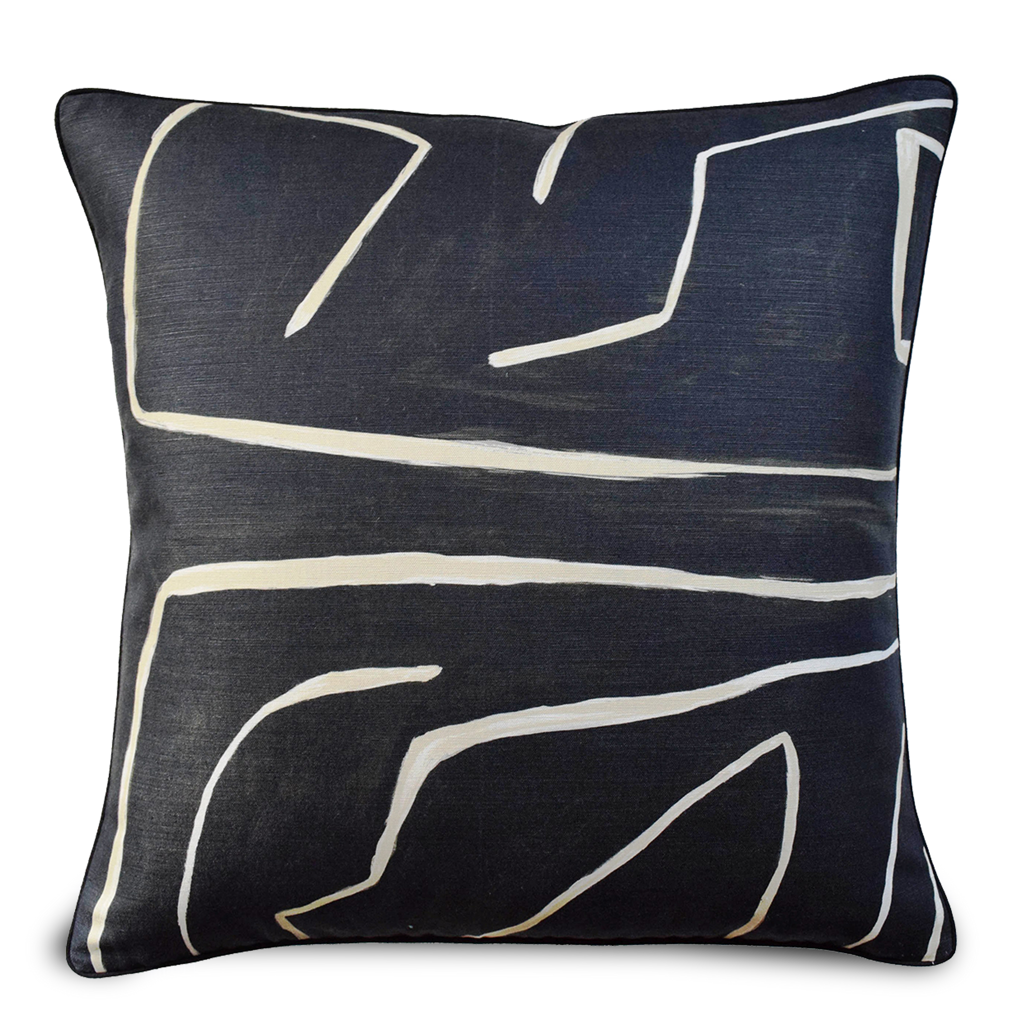 The Graffito Pillow features an abstract design and bold colour contrast.