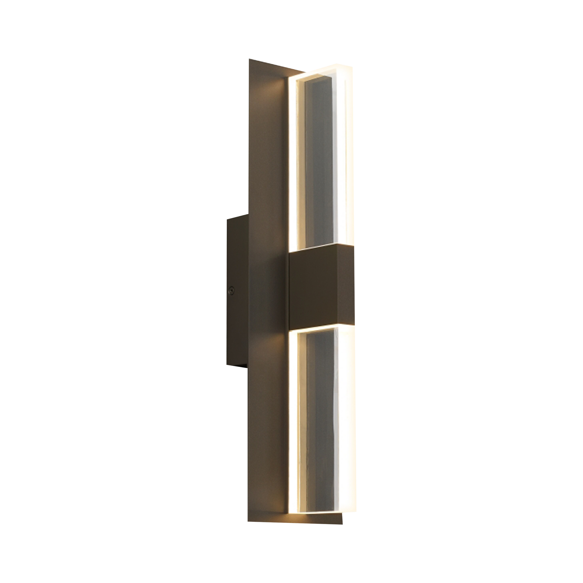 With modern geometric design, the Piven wall light creates a distinct lighting experience with a solid, sand blasted acrylic diffuser that creates a wide dispersion of soft LED up 