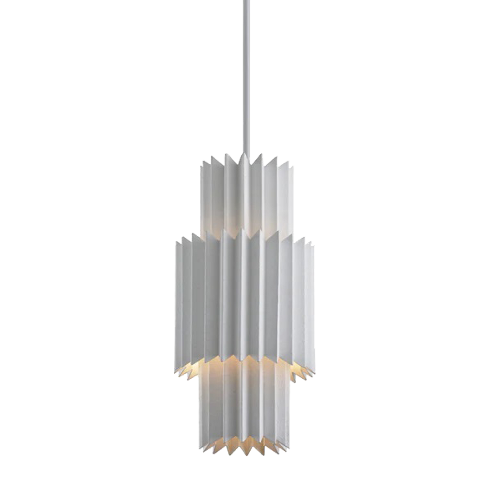 Make a strong architectural statement with the Vasto Pendant that cleverly effuses a warm glow from an elongated angular design that works well hung individually or in multiples.