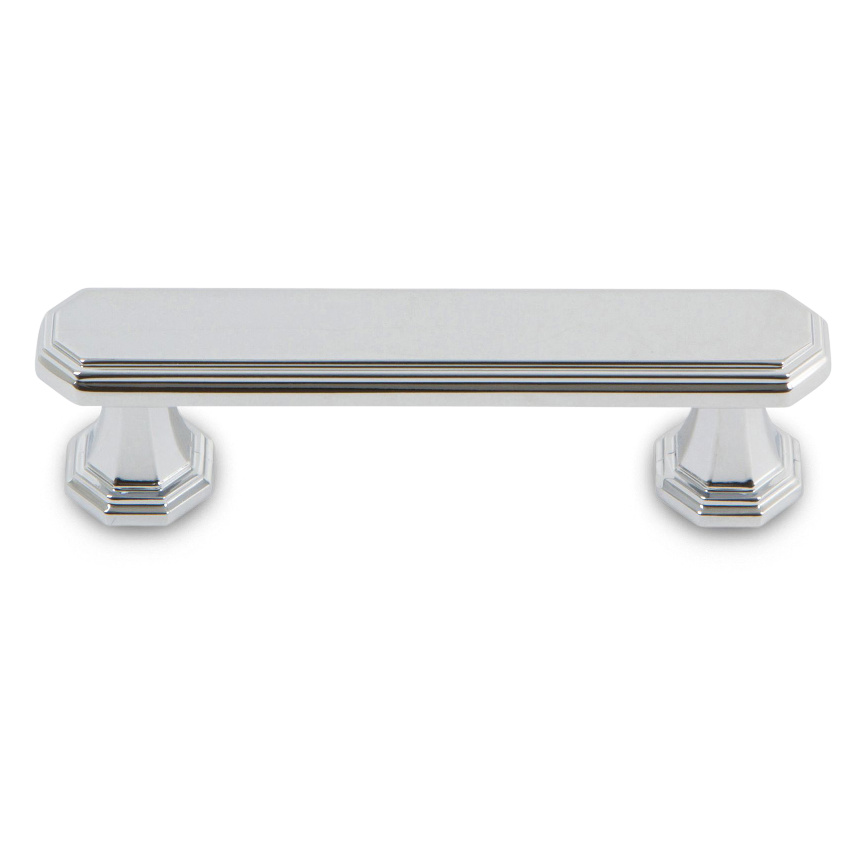 A sophisticated contemporary pull with ridged edges.
