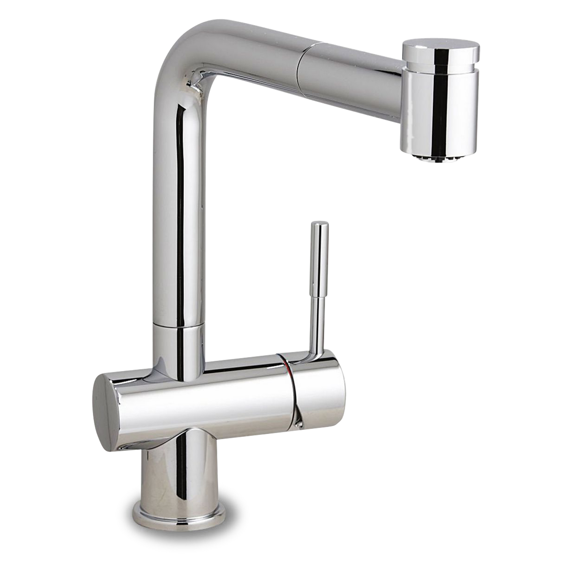 The Gessi Oxygene Faucet (Pull-Out) adds a modern touch to any kitchen with its seamless lines and curved cylindrical shape.