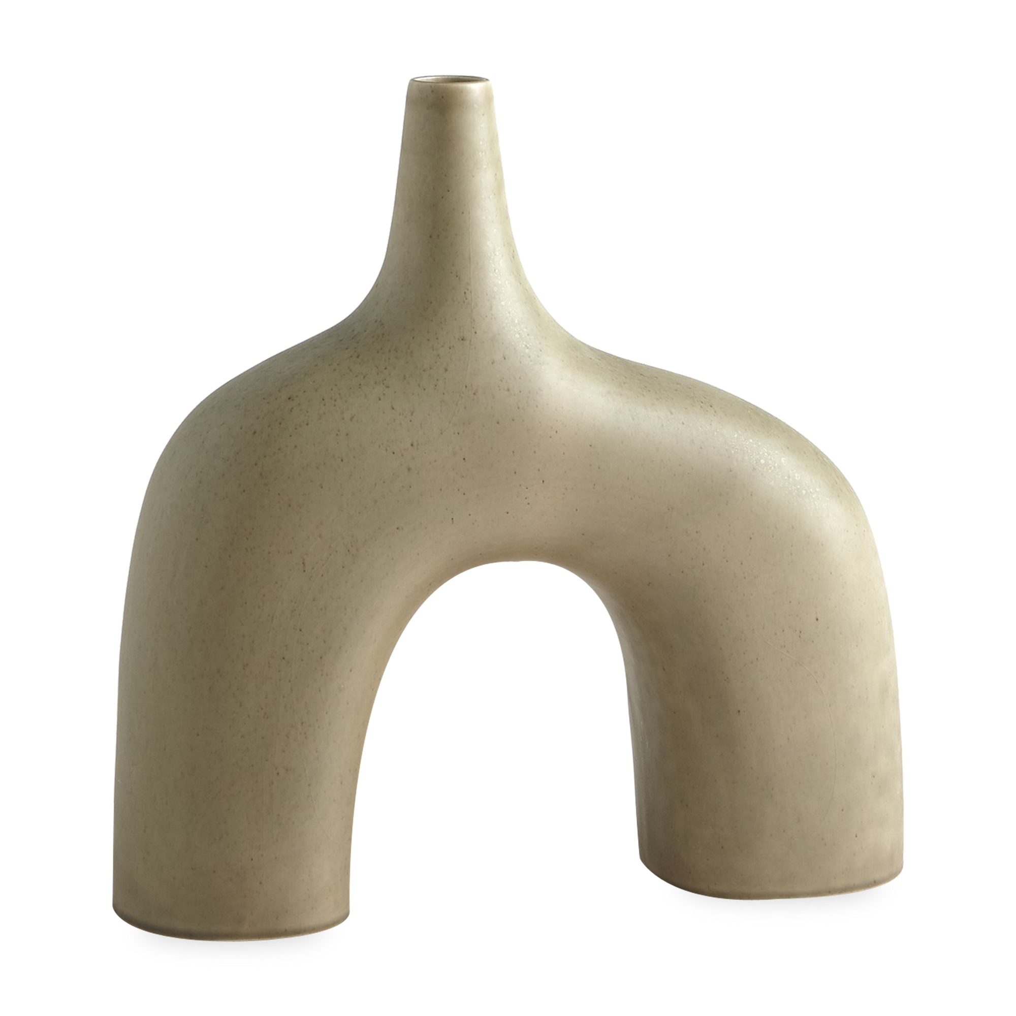 Reminiscent of the 1960's lava glaze ceramics, The Stretch Vases in cream are slip-cast vessels that nest/straddle each other.