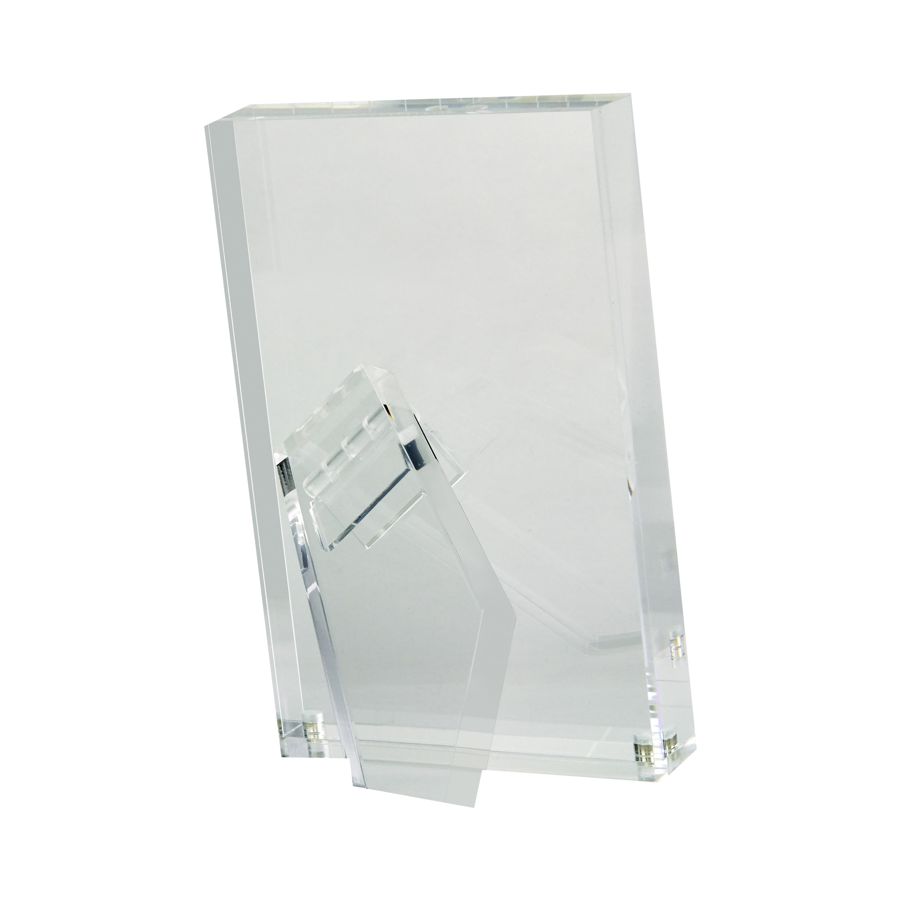 A simple clear acrylic frame that will add stylish flair to any setting.