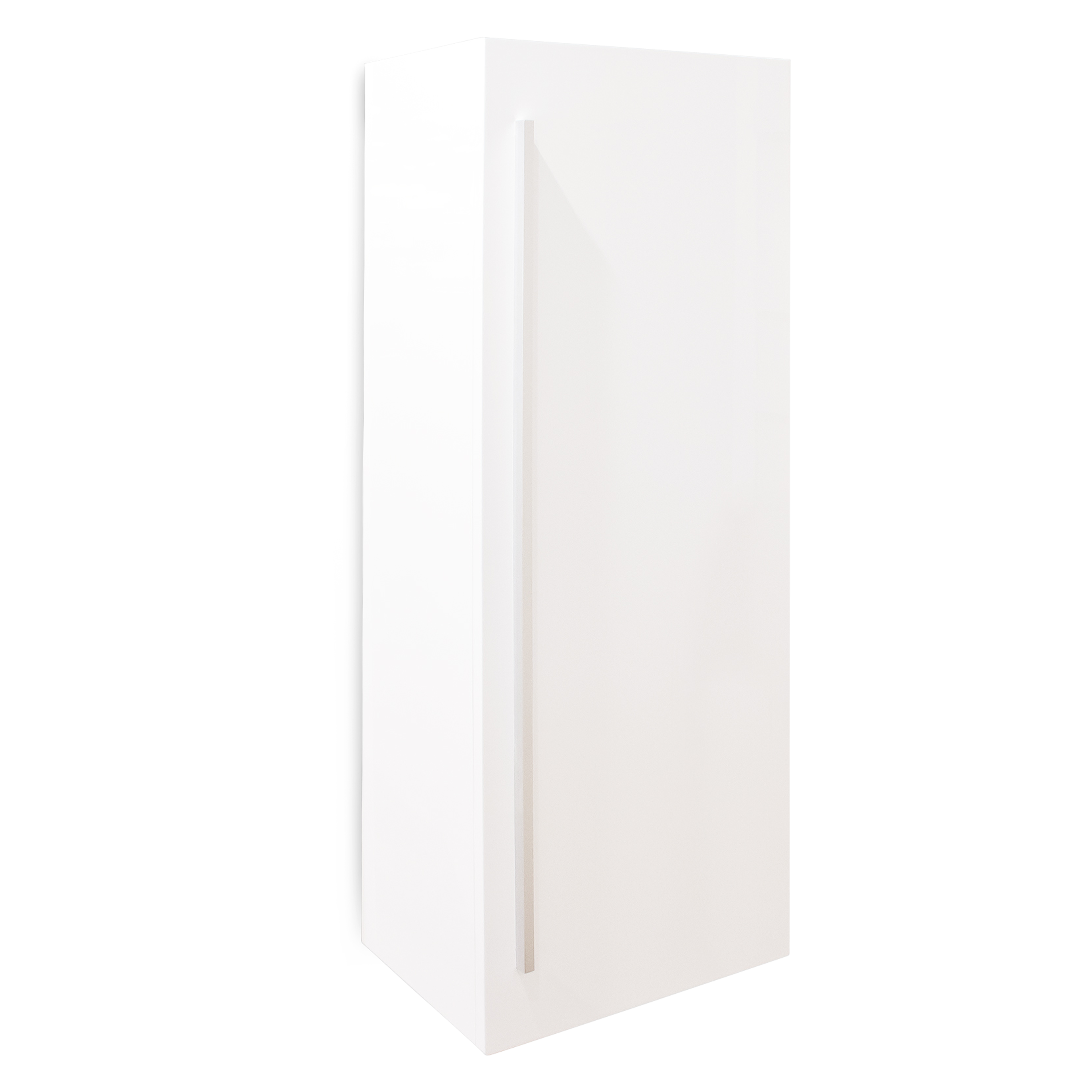 The Cascade 47" Side Cabinet is a modern side cabinet featuring two fixed  shelves for storage and a sleek vertical pull.