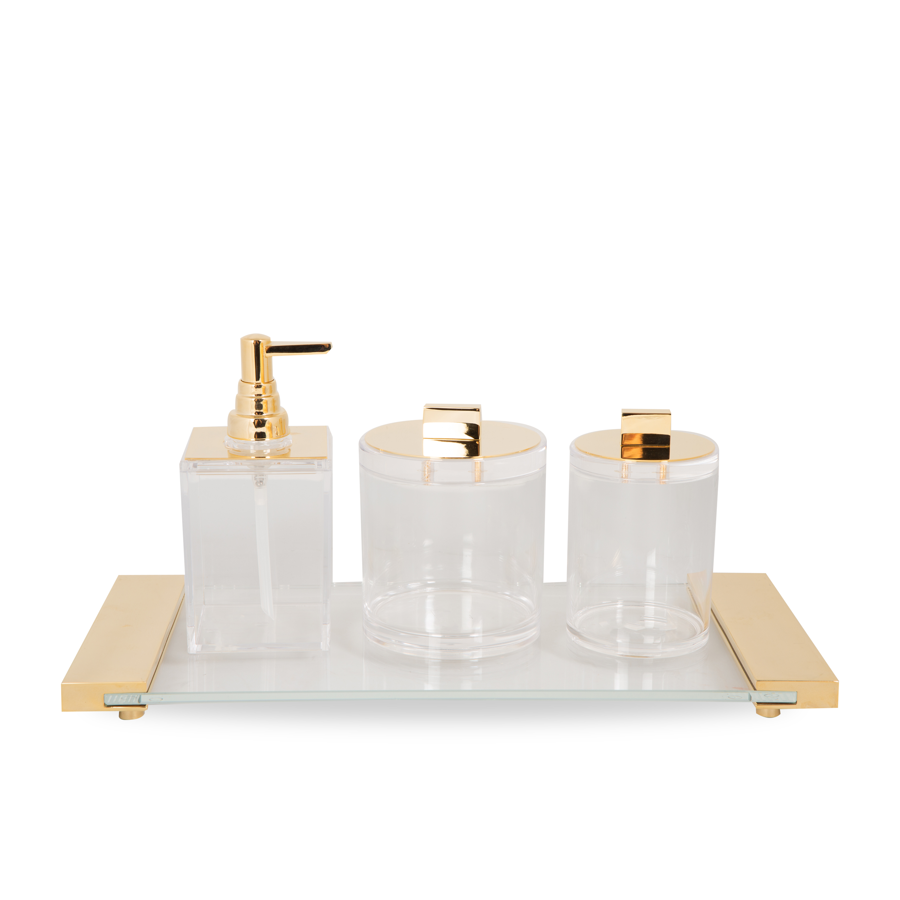 The Sky Collection features durable acrylic with gold accents.