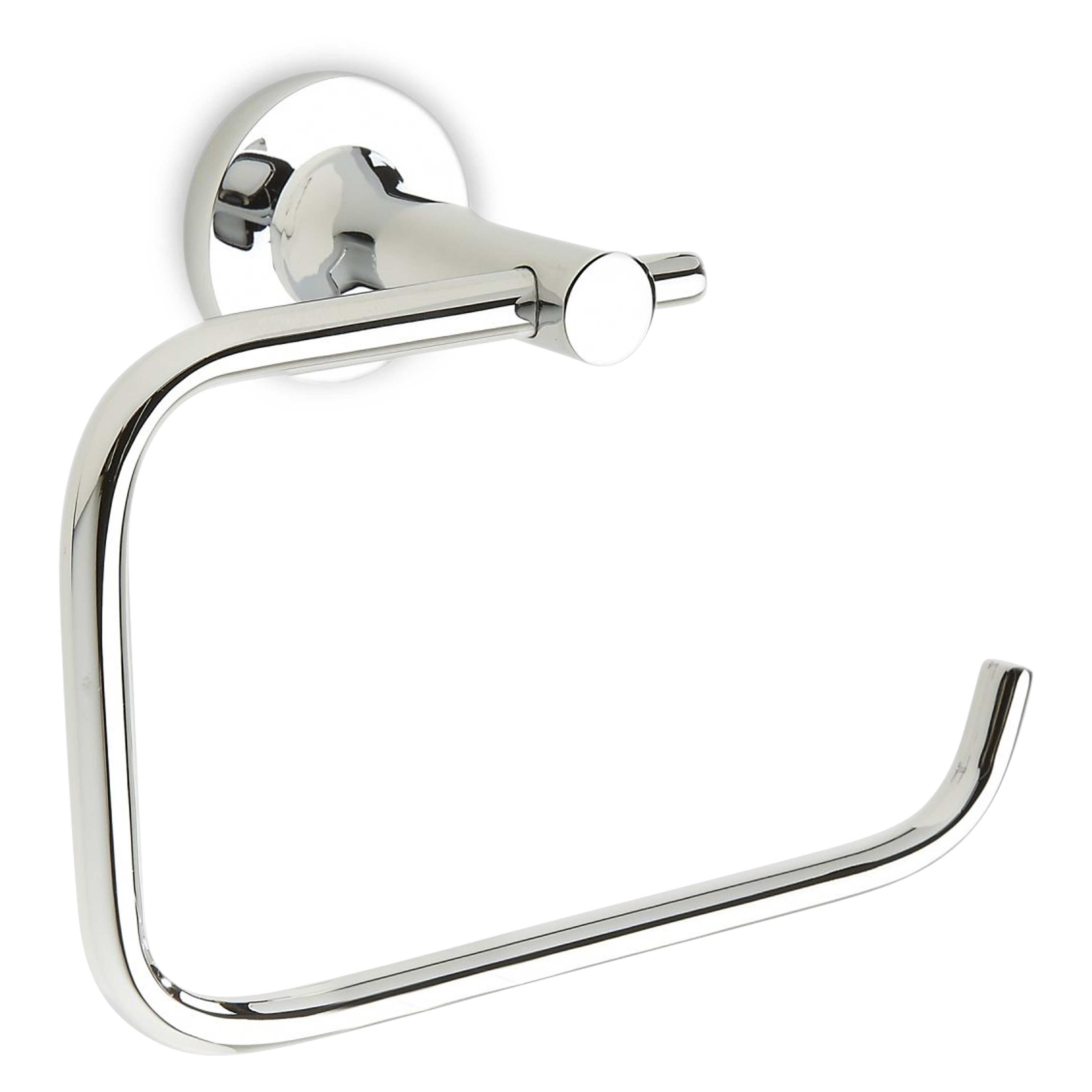 A magnificent, modern paper holder with a sleek, circular, wall-mounted base.