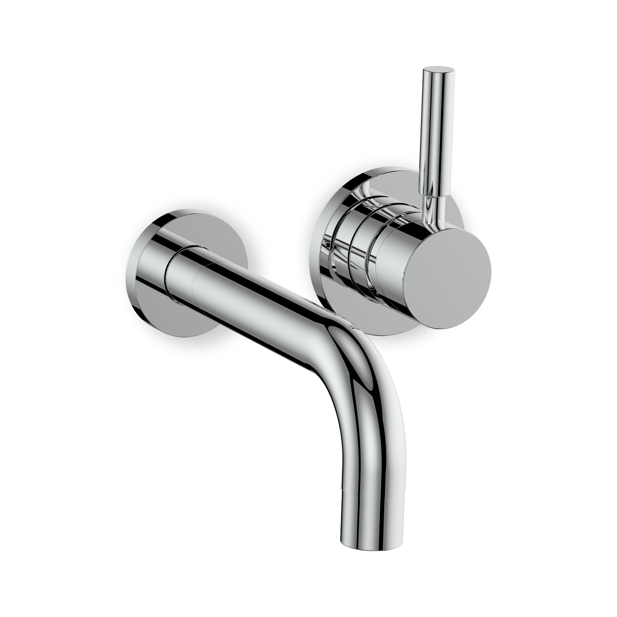 A wall mount single handle basin faucet with drain.