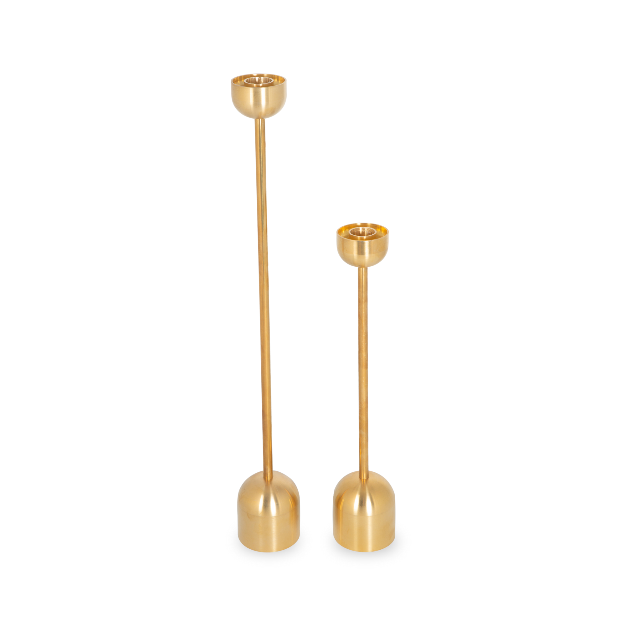 This tall, simple dome shaped candleholder collection is fashioned from solid brass.