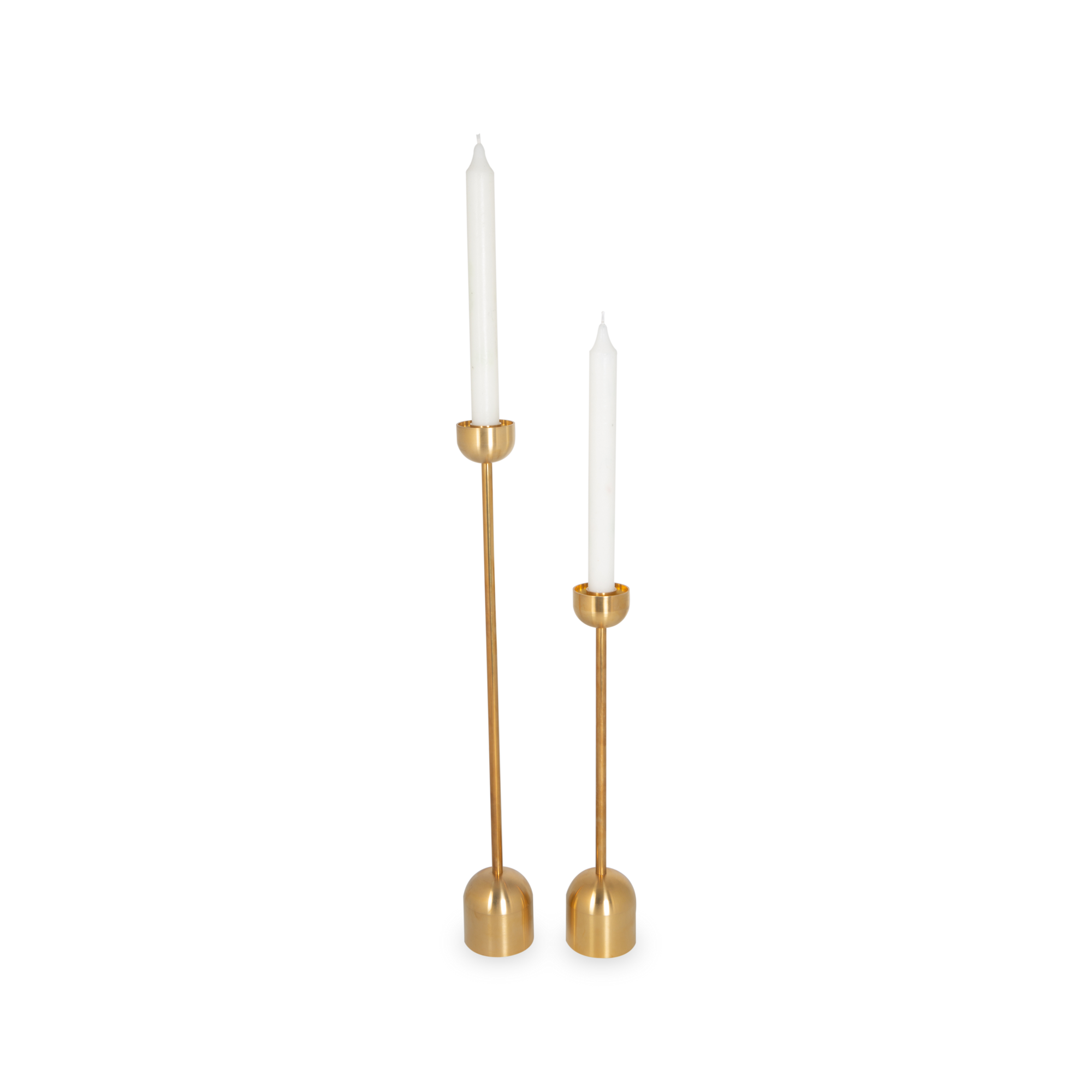 This tall, simple dome shaped candleholder collection is fashioned from solid brass.