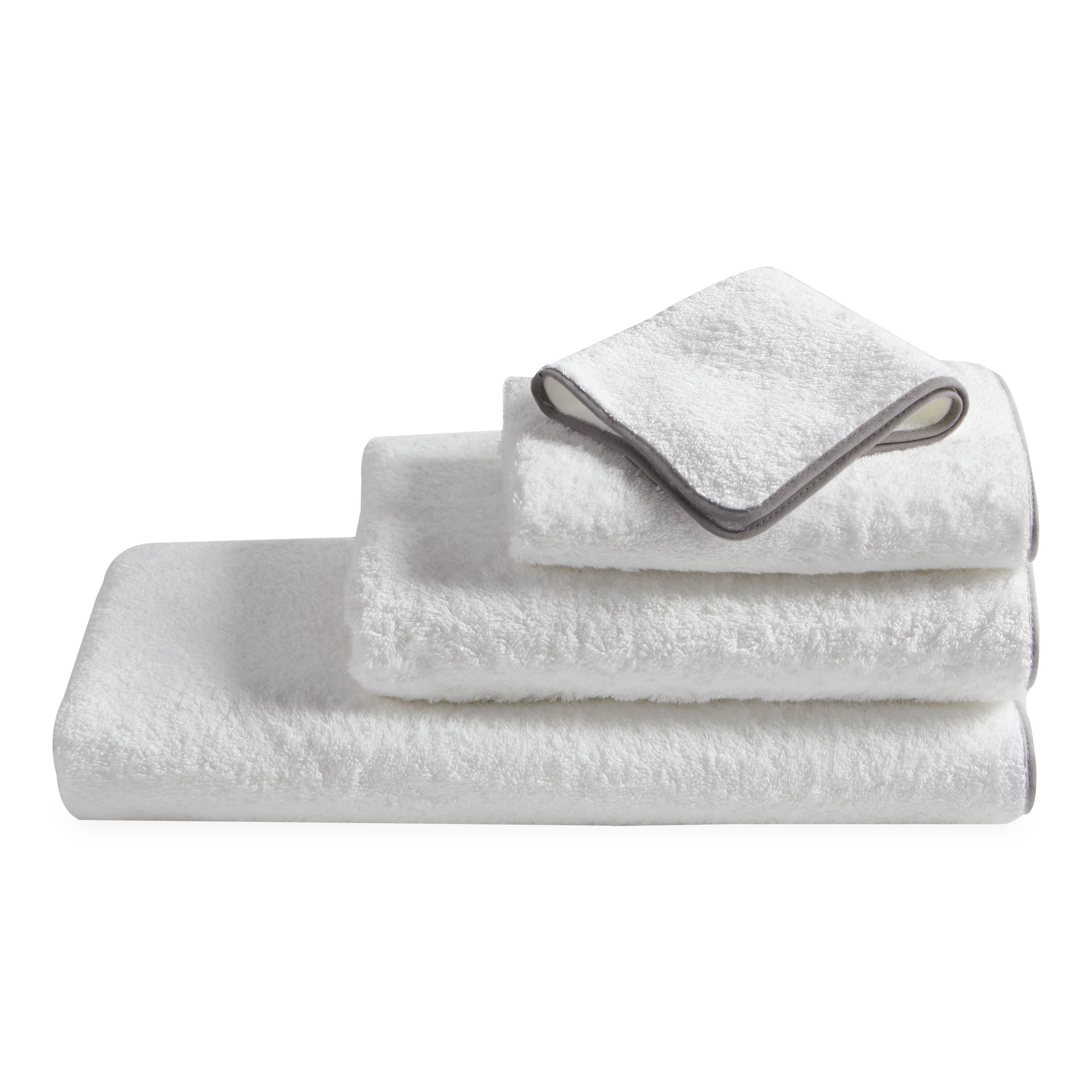 Made from luxurious long-staple cotton, Hudson features tailored cotton piping in white, black, grey or charcoal.