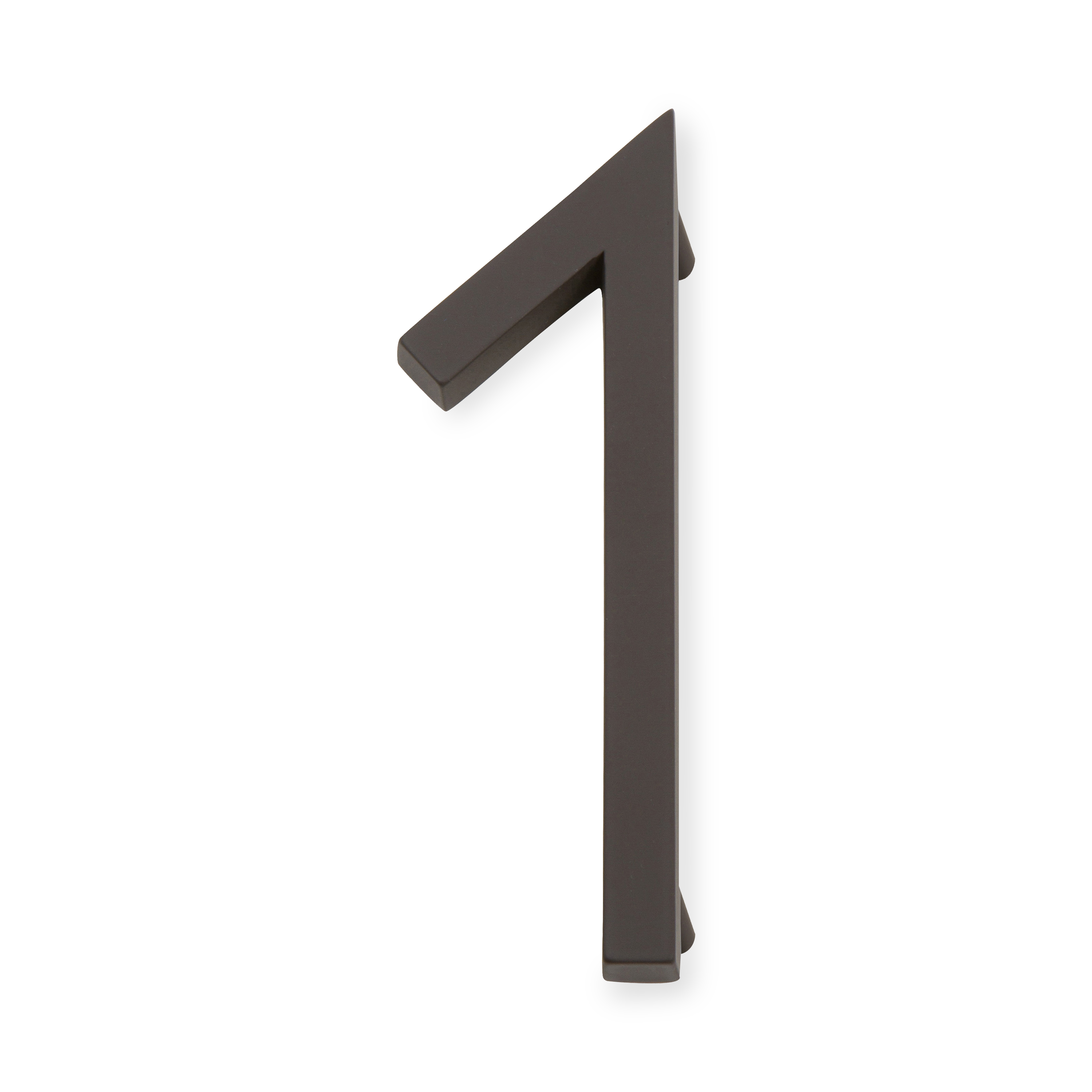 A seamless oil rubbed bronze house number written in a narrow and modern font.