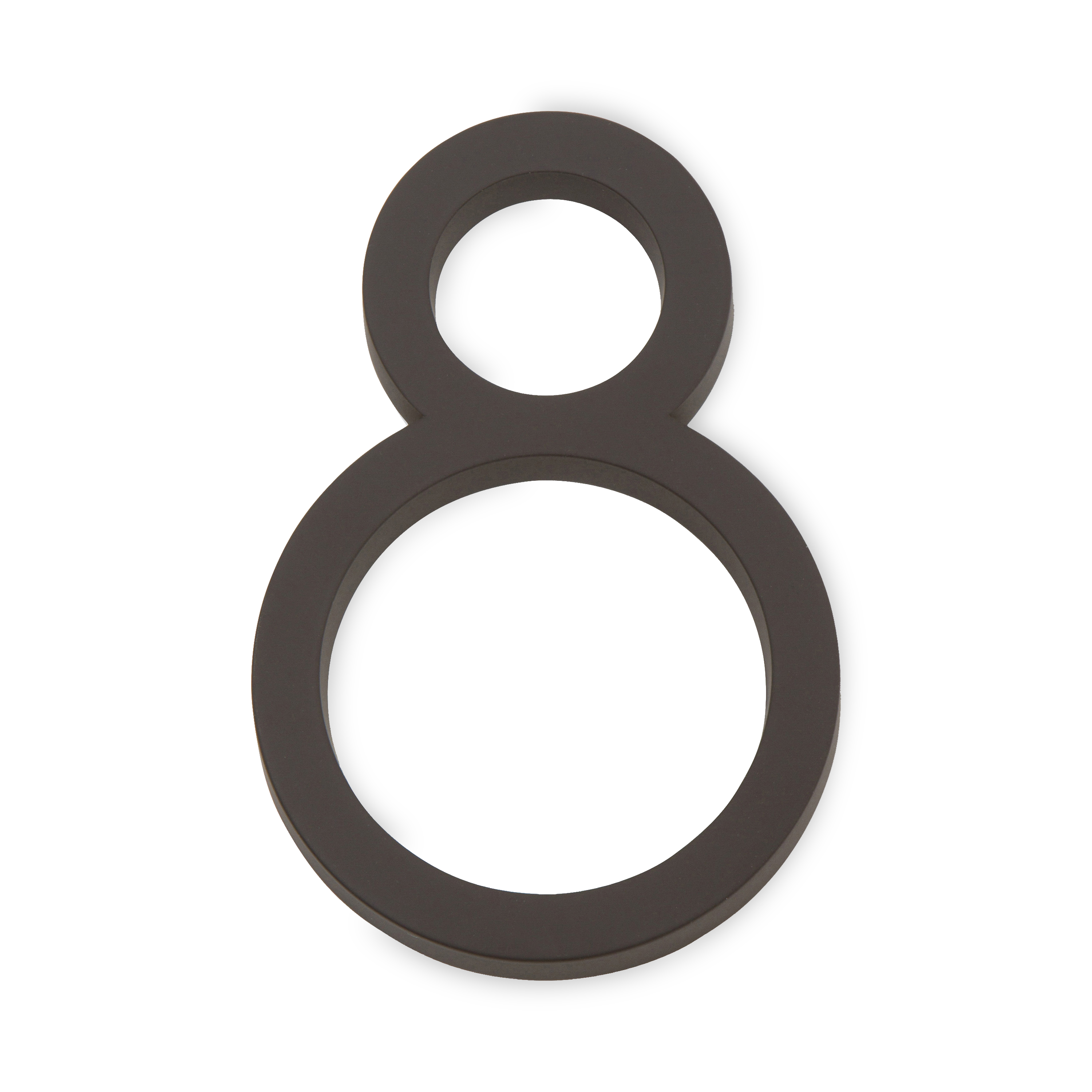 A seamless oil rubbed bronze house number written in a narrow and modern font.