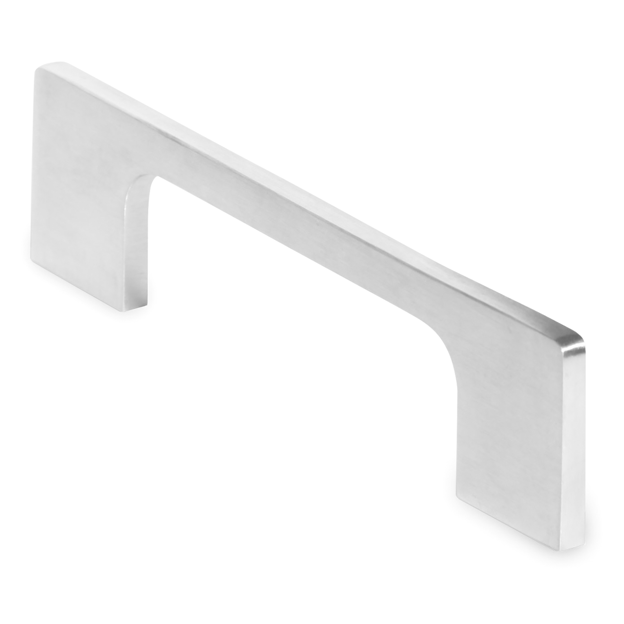 A seamless modern pull with a thin handle and rounded corners.
